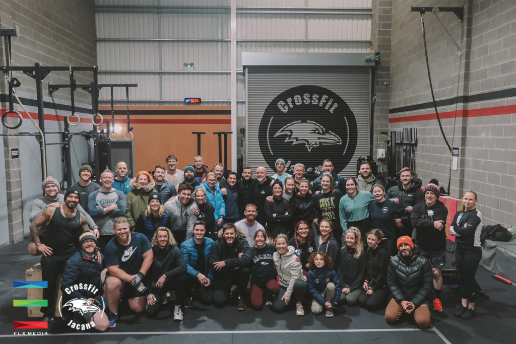 Large group of people fundraising at crossfit gym