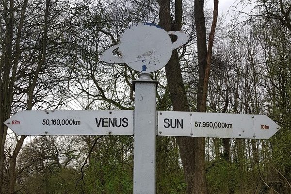 Signpost to Venus and the sun